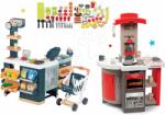 Smoby Set bucătărie electronică pliabilă Tefal Opencook Smoby roșu cu aparat de cafea și frigider și supermarket electronic Maxi Market cu 100 bc. de accesorii (SM312202-1) Bucatarie copii
