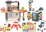 Smoby Restaurant cu bucătărie electronică Chef Corner Restaurant Smoby cu aparat de vafe și supermarket cu alimente și vase 100 feluri (SM312303-42) Bucatarie copii
