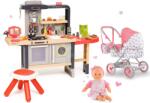 Smoby Set restaurant cu bucătărie electronică Chef Corner Restaurant Smoby și cărucior adânc pliabil cu păpușă care redă 4 sunete și 3 melodii (SM312303-30) Bucatarie copii