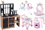 Smoby Set bucătărie modernă Loft Industrial Kitchen și măsuță cosmetică Prințesele Smoby cu scăunel și cărucior de servire (SM312600-21) Bucatarie copii