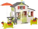Smoby Căsuță cu bucătărie cu lumină în interior Friends House DeLuxe Life Smoby extensibilă și zonă de luat masa sub umbrelă (SM810250-O) Casuta pentru copii