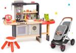 Smoby Set restaurant cu bucătărie electronică Chef Corner Restaurant Smoby cu cărucior pentru două păpuși DeLuxe Maxi Cosi&Quinny Grey (SM312303-5) Bucatarie copii