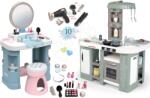Smoby Set bucătărie electronică cu bule magice Tefal Studio Kitchen XL Bubble 360° și măsuță cosmetică Smoby cu scăunel și un coafor cu uscător de păr (SM311053-15) Bucatarie copii