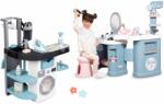 Smoby Set spălătorie cu mașină de spălat cu încărcare frontală și măsuță cosmetică Rowenta Wash&Clean Laundry Smoby cu sunete și aspirator electronic (SM330320-4)