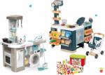 Smoby Set bucătărie electronică cu mașină de spălat și masă de călcat Tefal Cleaning Kitchen 360° Smoby și magazin electronic cu cărucior și alimente (SM311050-17) Bucatarie copii