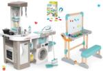 Smoby Set bucătărie electronică cu mașină de spălat și masă de călcat Tefal Cleaning Kitchen 360° Smoby și bancă pentru scris și desenat cu litere magnetice și cifre (SM311050-31) Bucatarie copii