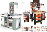 Smoby Set bucătărie electronică cu bule magice Tefal Studio Kitchen XL Bubble 360° și atelier de lucru Mega Center Smoby cu trei părți (SM311053-14) Bucatarie copii