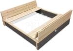 EXIT Toys Nisipar cu bănci Aksen Wooden Sandpit Exit Toys din lemn de chiparos, cu capac, volum de 440 kg, dimensiuni 136x132 cm, potrivit pentru copii de la 3 ani (ET52050206)