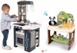 Smoby Set bucătărie și cabinet veterinar Tefal Studio Kitchen 360° Smoby electronică cu sunete realiste și urs panda de pluș (SM311056-7) Bucatarie copii