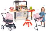 Smoby Set restaurant cu bucătărie electronică Chef Corner Restaurant Smoby și cărucior combinație triplă cu scăunel de masă 3în1 Maxi Cosi & Quinny (SM312303-6) Bucatarie copii