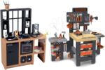 Smoby Set bucătărie modernă Loft Industrial și atelier de lucru Smoby cu trei părți și mașinuță pliabilă (SM312600-14) Bucatarie copii