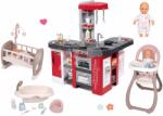 Smoby Set bucătărie și scaun de masă Tefal Studio XXL Smoby electronică cu sunete magice și leagăn cu cadă oliță și păpușă de 32 cm (SM311025-36) Bucatarie copii