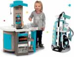 Smoby Set bucătărie de jucărie pliabilă Tefal Opencook Bubble Smoby albastră cu barbotare magică și aparat de cafea și cărucior de curățenie cu aspirator electronic (SM312201-2) Bucatarie copii