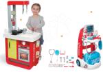 Smoby Set bucătărie electronică Bon Appetit Smoby Red&Green cu sunet şi cărucior medical cu trusă albastră (SM310810-1) Bucatarie copii