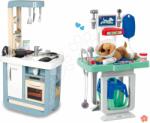 Smoby Set bucătărie și cărucior veterinar Bon Appetit Kitchen Smoby electronică cu sunete și cățeluș de pluș cu 15 accesorii (SM310824-7) Bucatarie copii