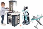 Smoby Set bucătărie și cărucior de curățenie Tefal Studio Kitchen 360° Smoby electronică cu aspirator vertical cu sunet și masă de călcat cu fier de călcat (SM311056-8) Bucatarie copii