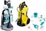 Smoby Set cărucior de curățenie și aparat de curățat sub presiune Rowenta Trolley Smoby cu conexiune la apă și aspirator vertical cu sunete (SM330319-5)