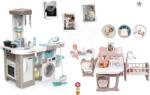 Smoby Set bucătărie electronică cu mașină de spălat și masă de călcat Tefal Cleaning Kitchen 360° Smoby și căsuță pentru păpușă cu trei compartimente cu lampă de noapte (SM311050-2) Bucatarie copii