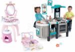 Smoby Set bucătărie electronică și măsuță cosmetică Prințese Tefal French Touch Bubble Smoby cu sunete și oglindă reglabilă cu emblemă și scaun (SM311206-36) Bucatarie copii