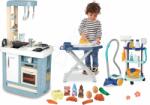 Smoby Set bucătărie și cărucior de curățenie Bon Appetit Kitchen Smoby electronică cu sunete și aspirator cu masă de călcat, fier de călcat și alimente (SM310824-6) Bucatarie copii