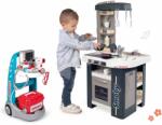 Smoby Set bucătărie și cărucior medical Tefal Studio Kitchen 360° Smoby electronică cu sunete realiste și o valiză cu 16 accesorii (SM311056-6) Bucatarie copii