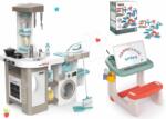 Smoby Set bucătărie electronică cu mașină de spălat și masă de călcat Tefal Cleaning Kitchen 360° Smoby și bancă pentru desenat cu litere magnetice și cifre (SM311050-29) Bucatarie copii