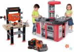 Smoby Set bucătărie și atelier de lucru Tefal Studio XXL Smoby electronică cu bule magice și un camion cu geantă și unelte (SM311025-20) Bucatarie copii