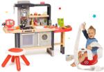Smoby Set restaurant cu bucătărie electronică Chef Corner Restaurant Smoby și oliță mașinuță cu sunete și volan cadou (SM312303-28) Bucatarie copii
