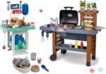 Smoby Set grătar pentru grădină și cărucior clinică veterinară Garden Kitchen Smoby cu bucătărie apă curentă și un culcuș pentru pisicuță și cățeluș (SM312004-6) Bucatarie copii