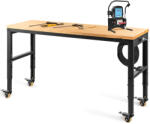 AVWH Állítható magasságú munkaasztal 122x51x79-104 cm 720 kg teherbírású barna munkapad multifunkciós asztal műhelybe