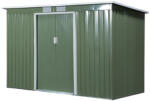 Aosom Kerti kis ház 280x130x172 cm horganyzott acél kerti tárolóház kültéri fészer zöld szerszámos kamra ház