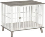 AOSOM Kutyaketrec beltéri 86x60x70 cm kisállat ketrec fehér-szürke