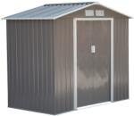 AOSOM Horganyzott acél kerti kis ház alappal 213x130x185 cm szürke kerti fészer szerszámos kamra ház