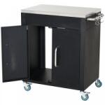 AOSOM Zsúrkocsi gurulós tálalókocsi konyhai segédeszköz, rozsdamentes acél fekete 86x50x84, 5 cm