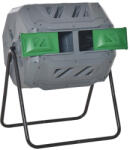 AOSOM Komposztláda 160 literes űrtartalmú 2 rekeszes forgatható komposztláda 71x65x96 cm