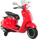 AOSOM Elektromos motor játékmotor 108x49x75 cm Vespa moped gyerekeknek fényszórókkal 3-6 év műbőr, fém piros