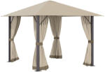 AOSOM Luxus pavilon kerti sátor 297x297x260 cm bézs-barna partisátor modern rendezvénysátor