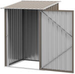 AOSOM Kerti kis ház 100x103x160 cm fém kerti tárolóház kültéri fészer barna szerszámos kamra ház