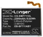 Cameron Sino Li-Polymer akku (3.88V/2300mAh, Samsung EB-BF711ABY kompatibilis, alsó rész) FEKETE (CS-SMF711XL) (CS-SMF711XL)