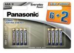 Panasonic EVERYDAY POWER szupertartós elem AAA, alkáli, 8db/csomag (LR03EPS/8BW_6+2F) (LR03EPS/8BW_6+2F)