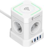 Viking ACT44W hálózati adapter/kimenet: 4xAC, 3xUSB-A, 1xUSB-C/vezeték nélküli töltés/be/ki gomb/2m kábel (VACT44W)