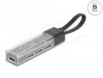 Delock 4 portos USB Hub 5 Gbps A-típusú USB vagy USB Type-C porttal átlátszó házban (64335) (64335)