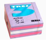 Tres öntapadós jegyzettömbök, 75x75 mm, 450 darabos készlet