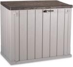 Toomax Storer Plus Toomax kerti tároló szekrény, 129, 5x74, 5 cm, magasság 111 cm, térfogat 842 liter, UV-álló műanyag, világosszürke/barna