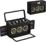 SONGMICS Óradoboz, függőleges óravitrin üvegablakkal, állítható óratartók, fekete (JWB026B01) - vasbutor