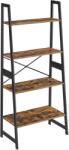 VASAGLE Könyvespolc 4 szintes 63x34x137 cm, rusztikus barna és fekete színben, (BCB020B01)