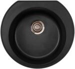 Metalac Omega Metalac Xgranit Gránit Mosogatótálca - Extra mély, Egymedencés, Kerek, Szemcsés Fekete (177009) - rent-xgranit