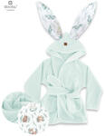 MimiNu - Halat de baie cu urechi 6 - 36 luni, Moale, Cu buzunare, Cu cordon, Din bumbac si thermo fleece, Materiale certificate (6426972011228)