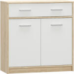 TEMPO KONDELA Komód 2D1S, Fehér/Tölgy Sonoma, Teyo