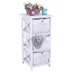 TEMPO KONDELA Komód, Fa/Vesszőfonás/Szövet, Fehér, Rafaello 3 - fizz